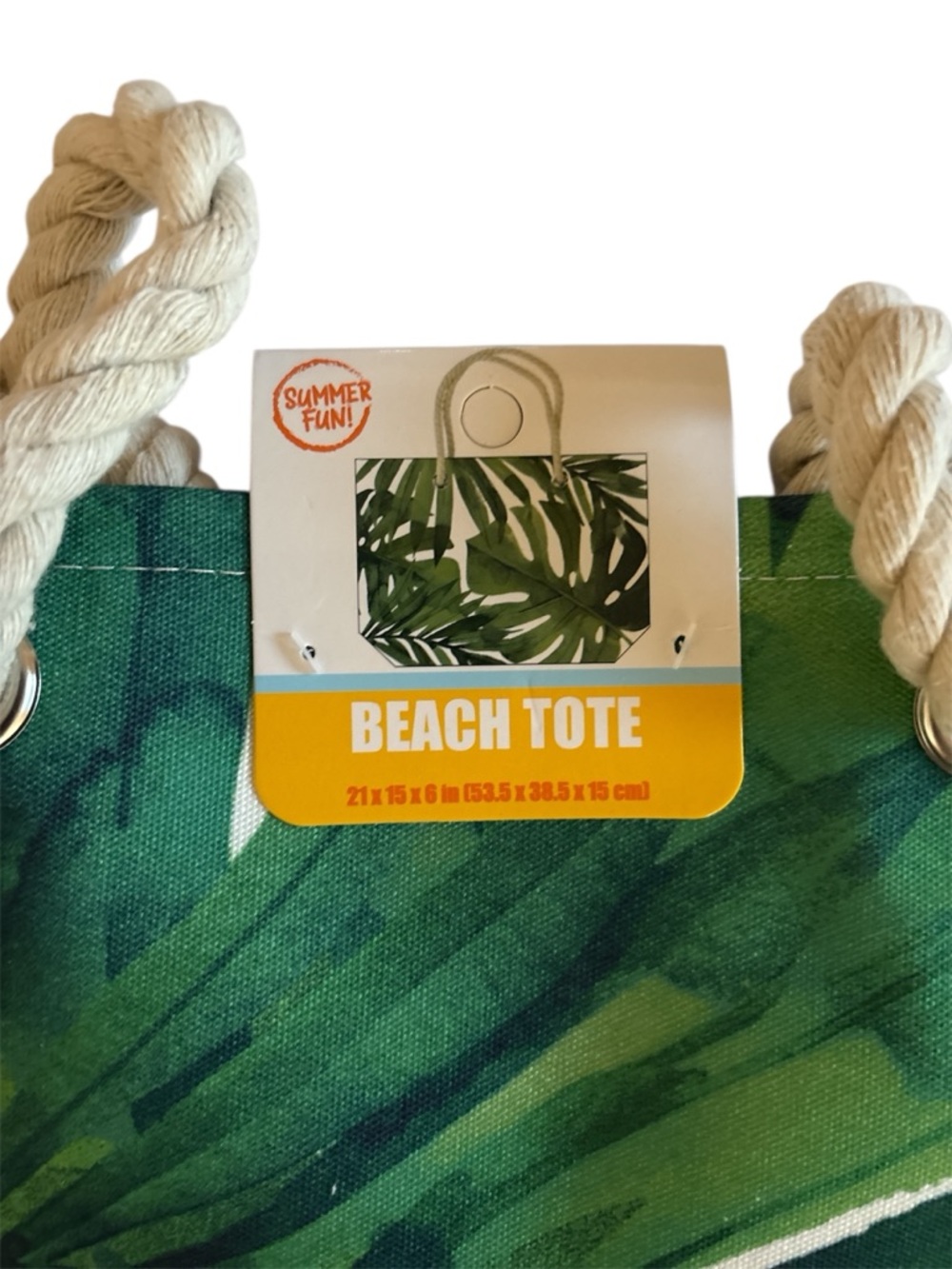 Green Tropical Leaf Beach Tote Bag - NWT - Picture 3 of 3